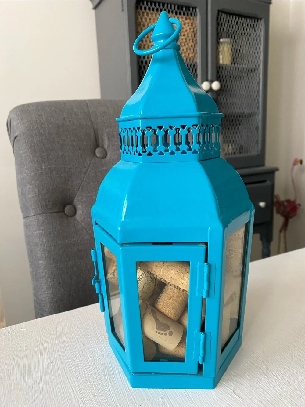 Turquoise Metal Lantern, Mystical Magical Caribbean Patio Outdoor Decor